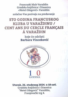 Predavanje ˝Sto godina Francuskog kluba u Varaždinu˝
