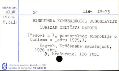 Turizam zbližava narode : radovi s I. pastoralnog simpozija