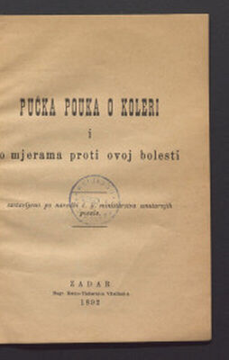 Pučka pouka o koleri i o mjerama proti ovoj bolesti
