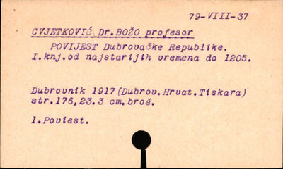 Povijest Dubrovačke Republike / napisao Božo Cvjetković.