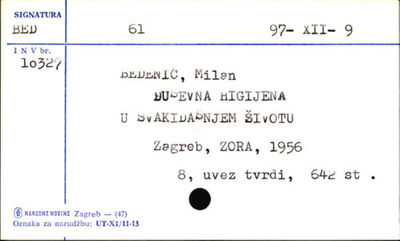Duševna higijena u svakidašnjem životu / Milan Bedenić.