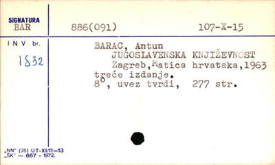 Jugoslavenska književnost / Antun Barac.