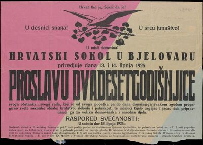 Proslava 20 godišnjice Hrvatskog sokola u Bjelovaru