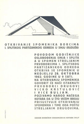 Otkrivanje spomenika borcima I.splitskog partizanskog odreda