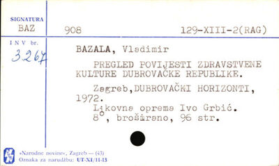 Pregled povijesti zdravstvene kulture Dubrovačke Republike /