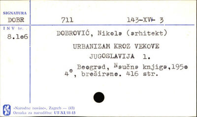 Urbanizam kroz vekove / Nikola Dobrović.