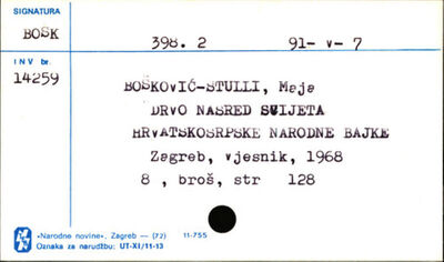 Drvo nasred svijeta : hrvatskosrpske narodne bajke / prir. M
