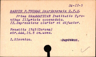 Prima grammaticae institutio pro Tyronibus Illyricis accommo