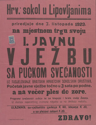 Javna vježba Hrvatskog sokola u Lipovljanima