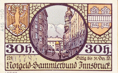 Novac iz nužde, Innsbruck, Tirol, 30 hellera, Austrija