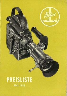 Cjenik Bolex filmskih kamera s dodatnim cjenikom i reklamnim