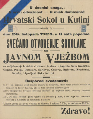 Svečano otvorenje sokolane sa javnom vježbom u Kutini