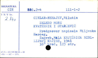 Zeleno more ; Kvaternik i Starčević : [ulomak iz "Rakovice"]