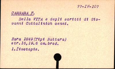 Della vita e degli scritti di Giovanni Cattalinich / cenni d