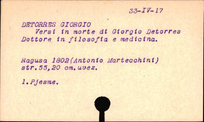 Versi in morte di Giorgio Detorres dottore in filosofia e me