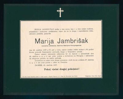 Osmrtnica Marije Jambrišak