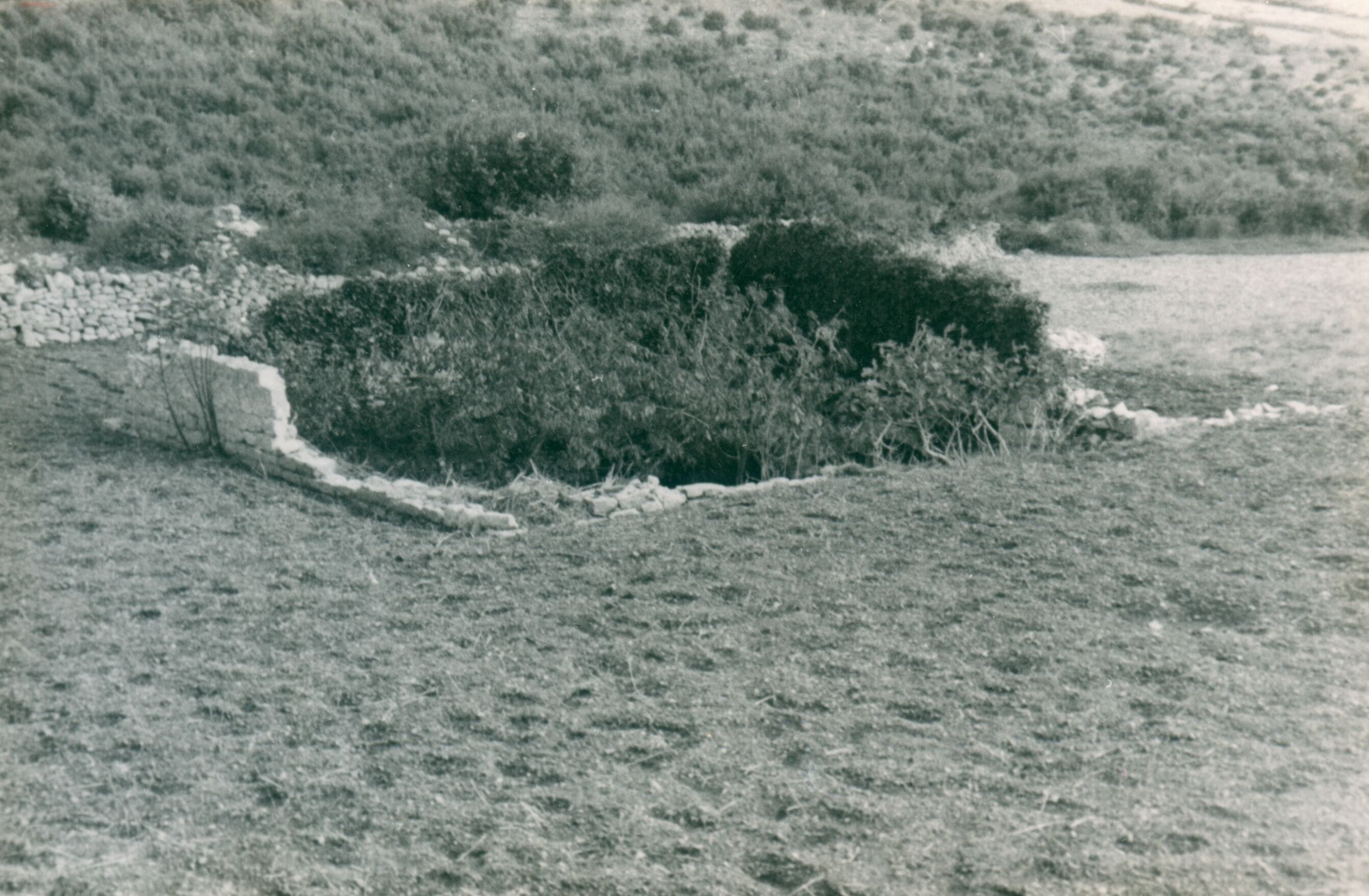 Branko Fučić, Ustrine (Mali Lošinj), zidovi, ostatak kvadratične zgrade (kula?)
