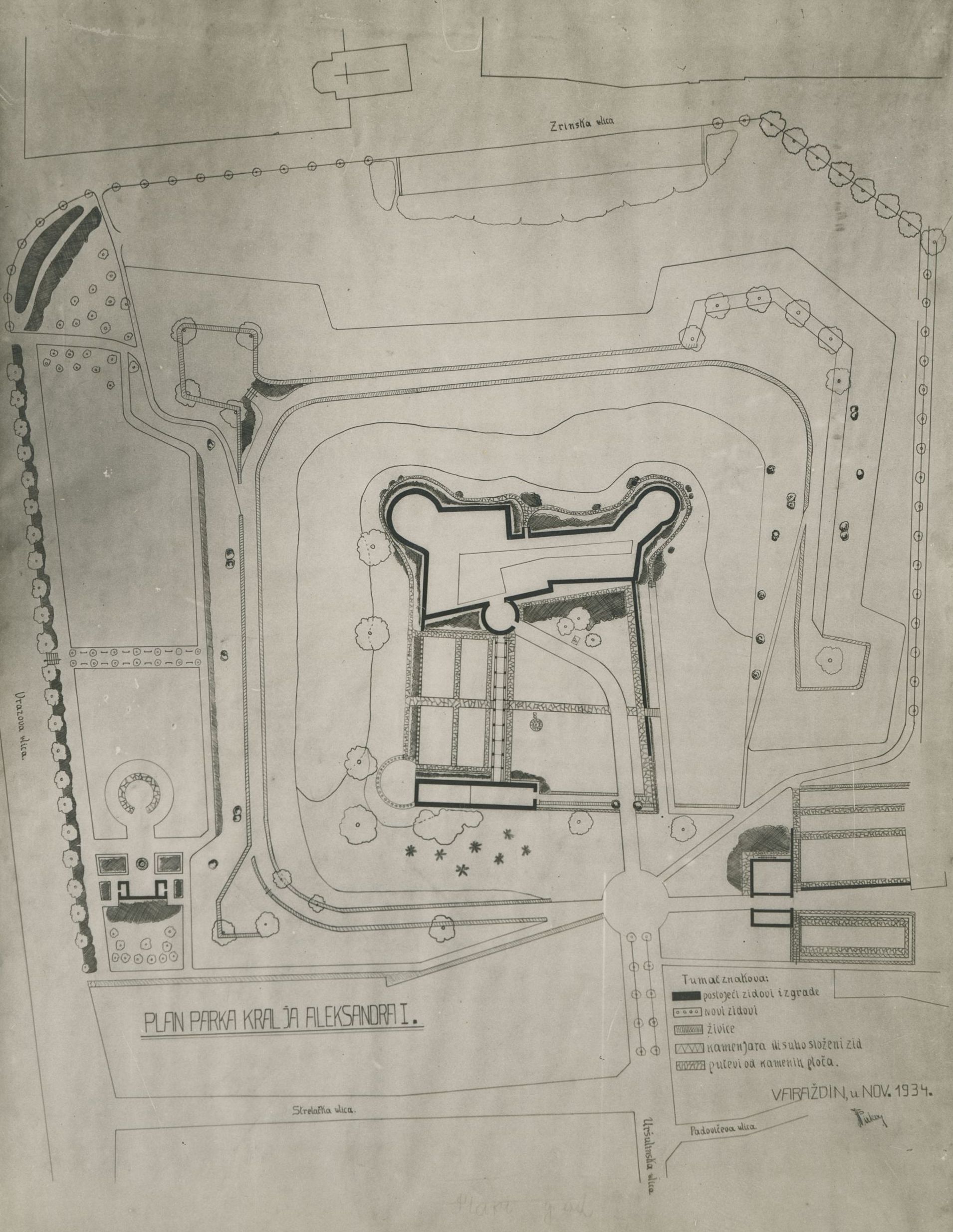 neutvrđen autor, Varaždin - plan parka kralja Aleksandra I.