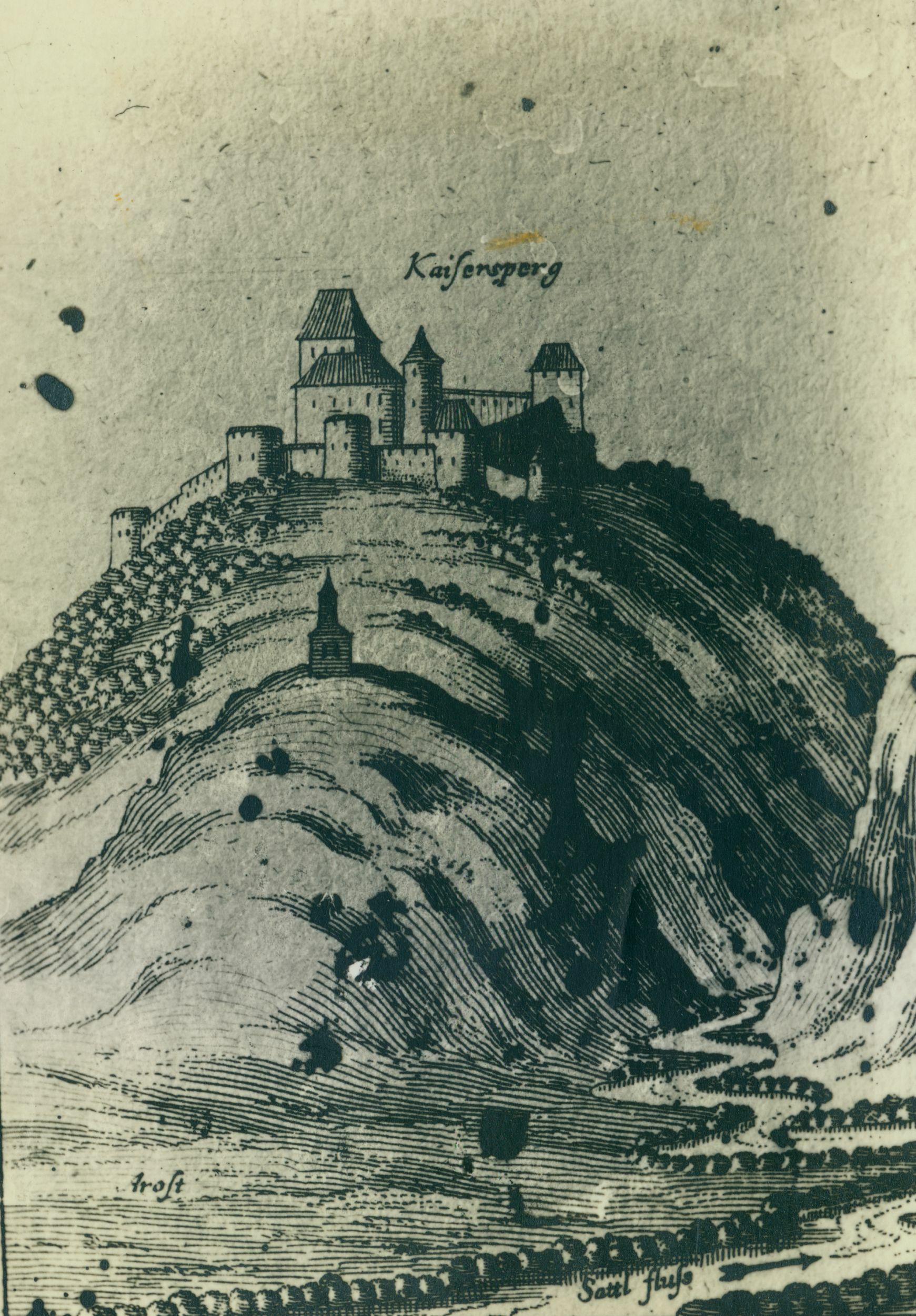 Emil Laszowski, Cesargrad - grafika, prikaz grada po M. Vischeru (Topographia Styriae, 1862.)