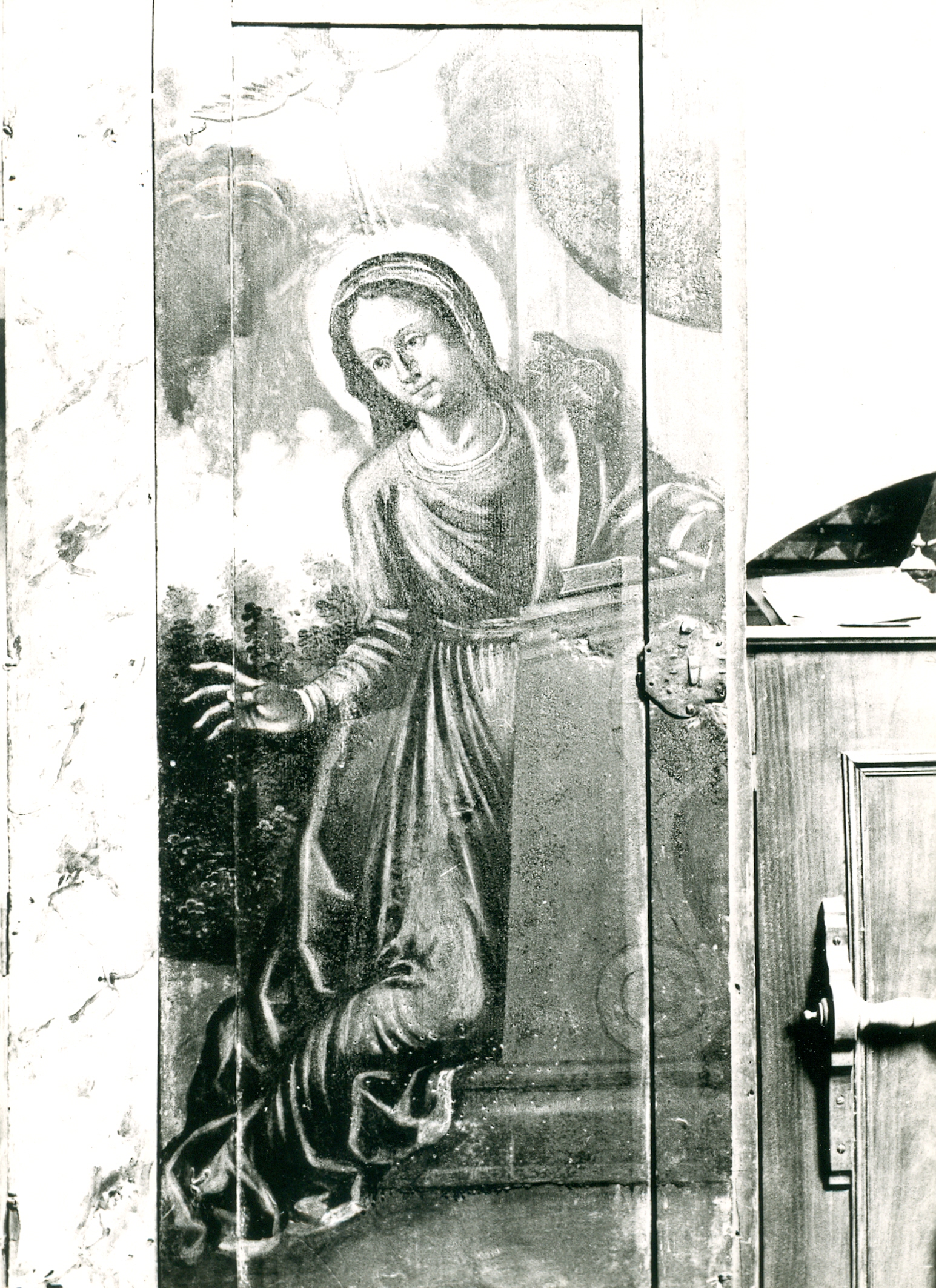 Nino Vranić, Labinci (Poreč) - Župna crkva Sv. Ivana - Detalj prospekta - oslikano desno krilo vrata (unutarnja strana)