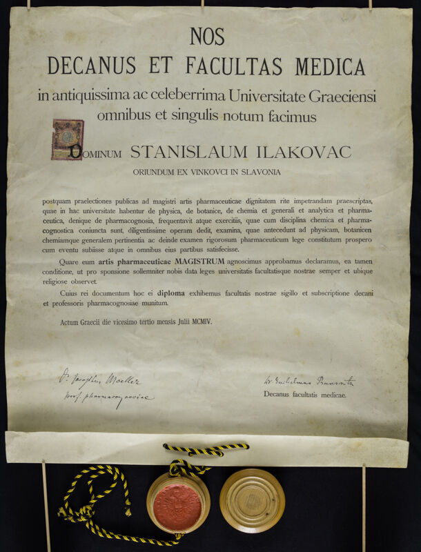 Diploma magistra farmacije Stanislava Ilakovca