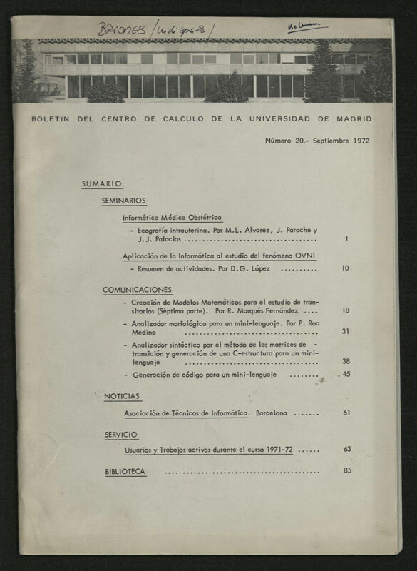 Boletin del Centro de calculo de la Universidad de Madrid br. 20(1972)