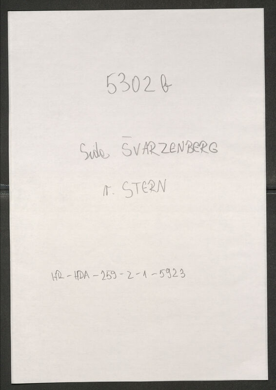 Švarzenberg, Sida rođ. Stern, 31.3.1884. Policijski karton