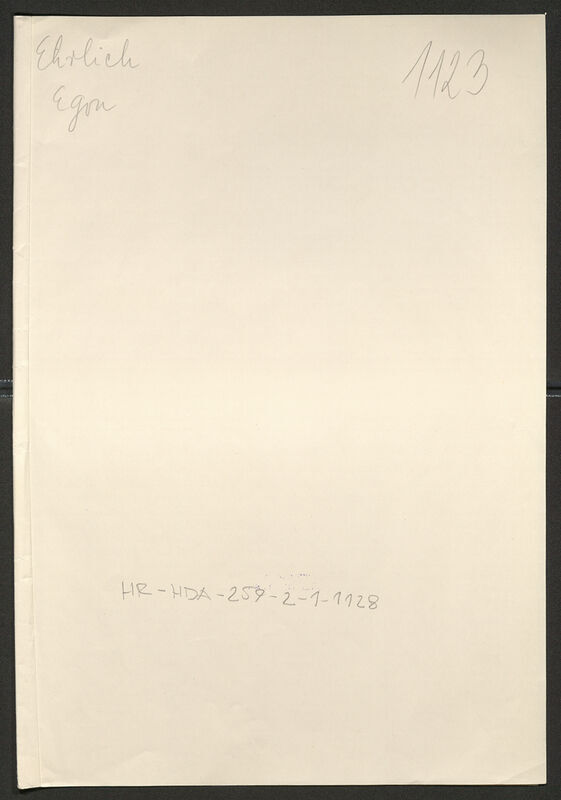 Ehrlich, Egon, 27.9.1912. Policijski karton