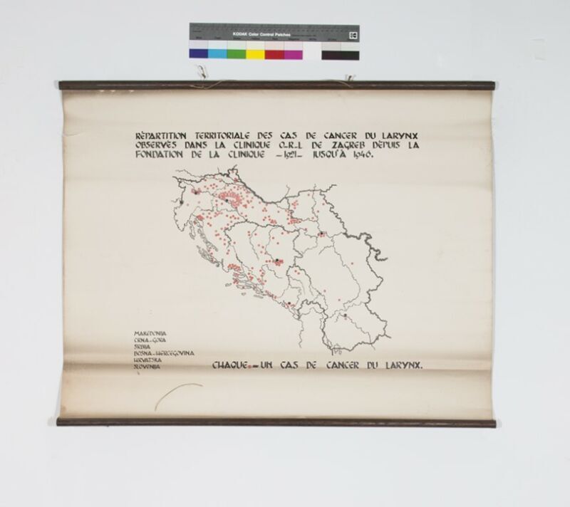 Repartition territoriale des cas de cancer du larynx observes dans la Clinique O.R.L. de Zagreb depuis la fondation de la Clinique - 1921 - jusqu'a 1946.