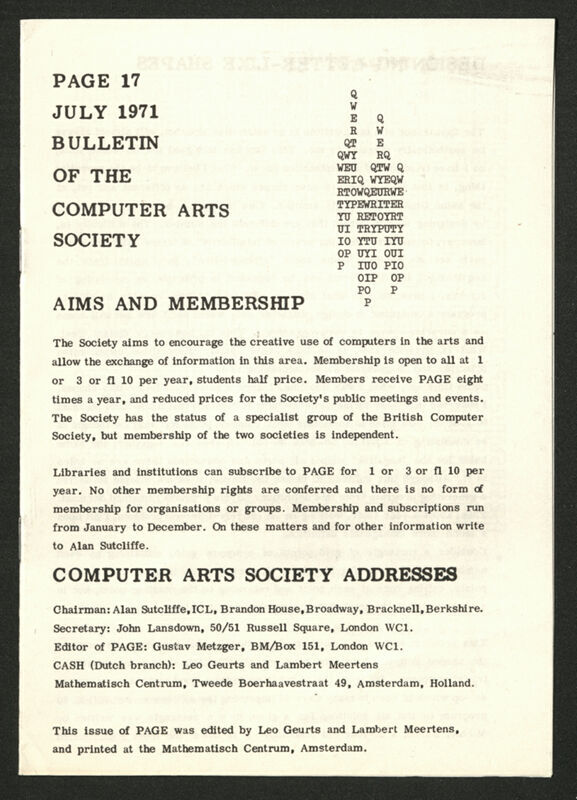 Page: bulletin of The Computer Arts Society 17