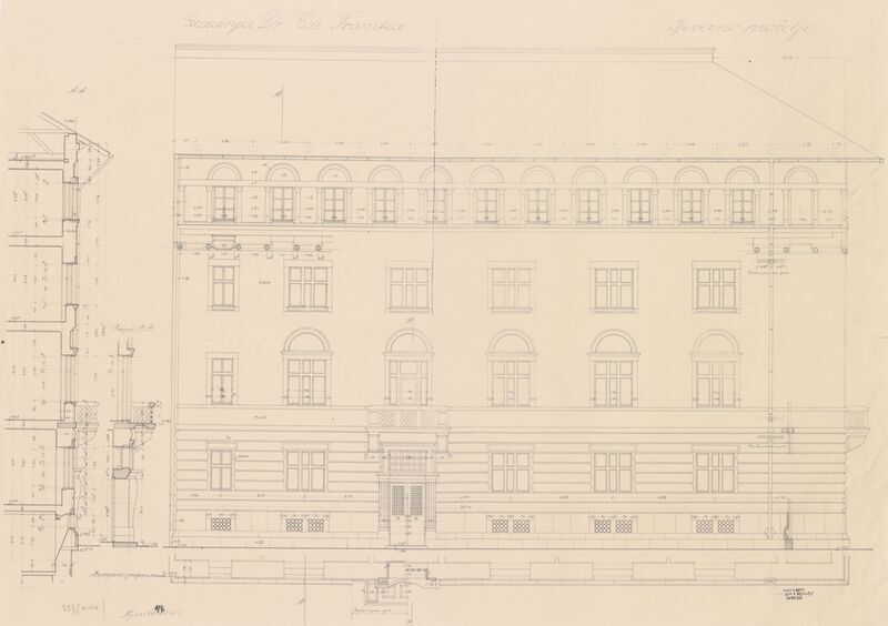 Stambena zgrada Frank, pročelje sjeverno/presjek A-A