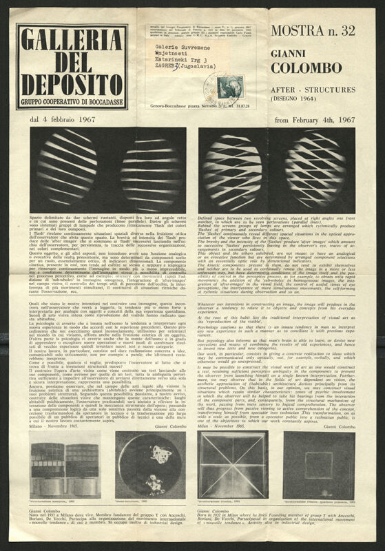 Mostra n. 32: Gianni Colombo - After - Structures (Disegno 1964)