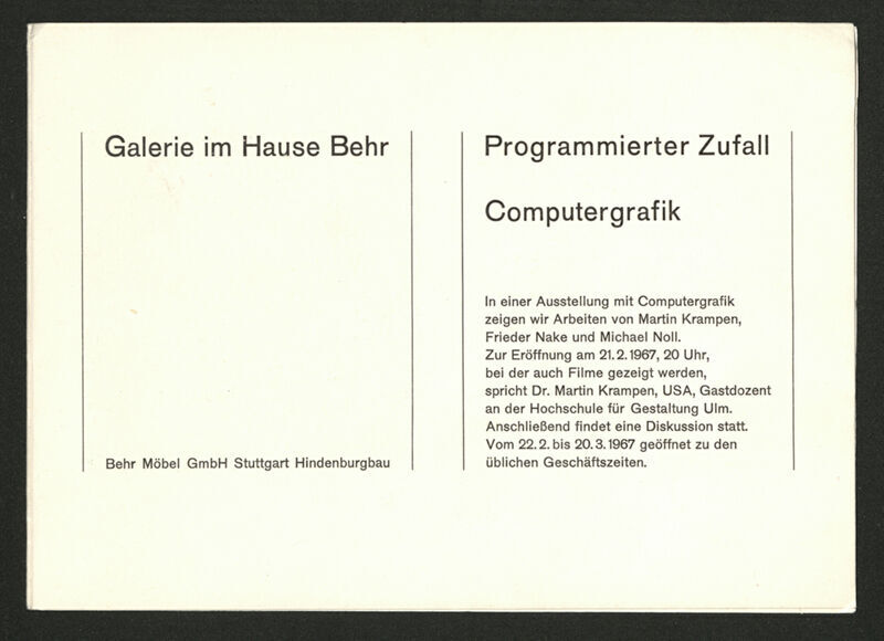 Programmierter Zufall - Computergrafik - deplijan izložbe