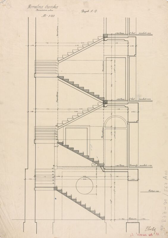 Stambena zgrada Hrvatske banke za promet nekretninama, presjek A-B