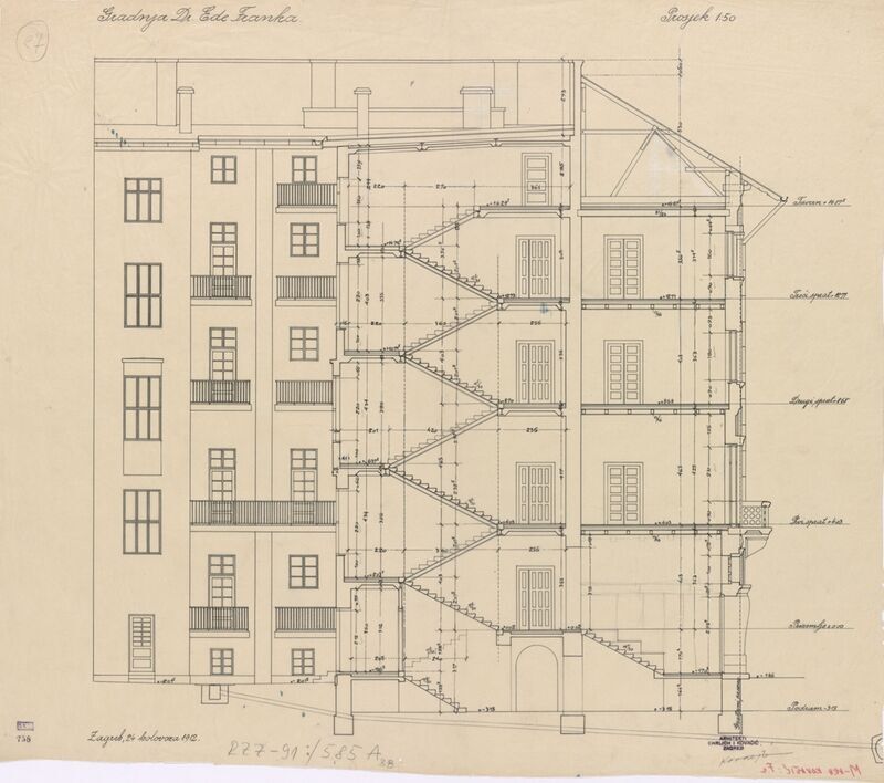 Stambena zgrada Frank, presjek