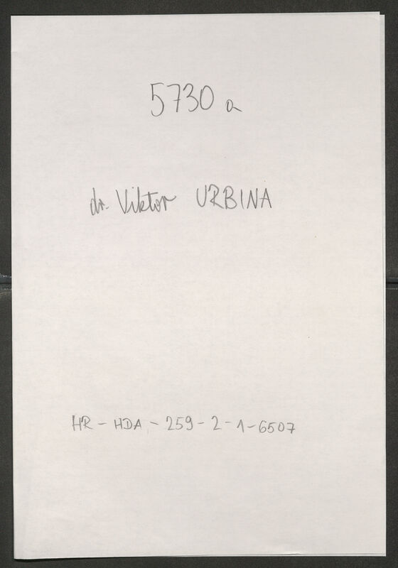 Urbina, Viktor, 2.11.1892. Policijski karton