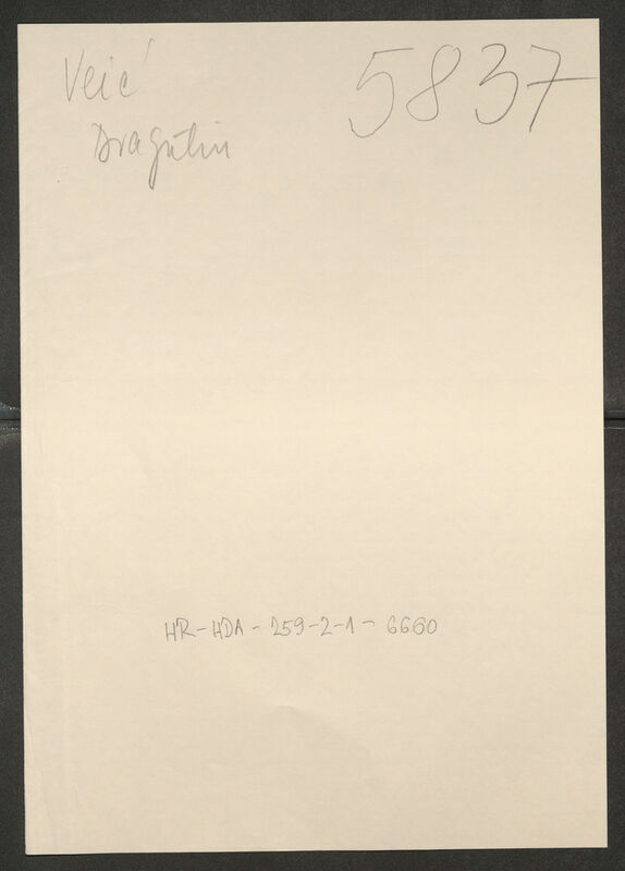 Veić, Dragutin, 7.3.1914. Policijski karton