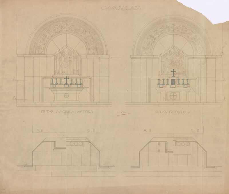 Crkva Sv. Blaža, oltar Sv. Ćirila i Sv. Metoda/pogledi i tlocrti