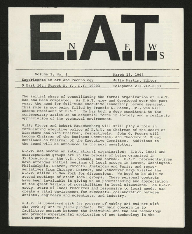 E.A.T. news Vol. 2, no. 1(1968)