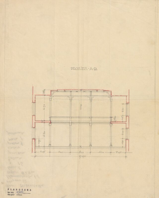 Paviljon, presjek A-B