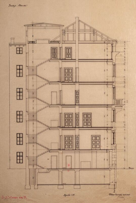 Poslovno-stambena kuća Slaveks, presjek