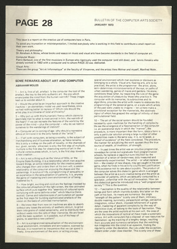 Page: bulletin of The Computer Arts Society 28