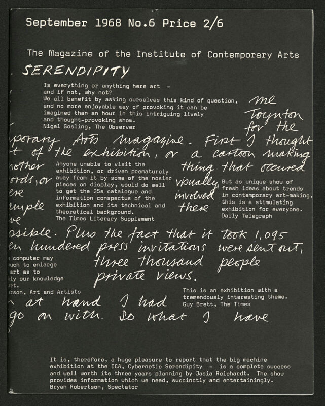 Cybernetic serendipity - The Magazine of the Institute of Contemporary Arts no. 6(1968)