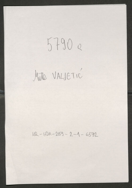 Valjetić, Mate, 12.3.1897. Policijski karton