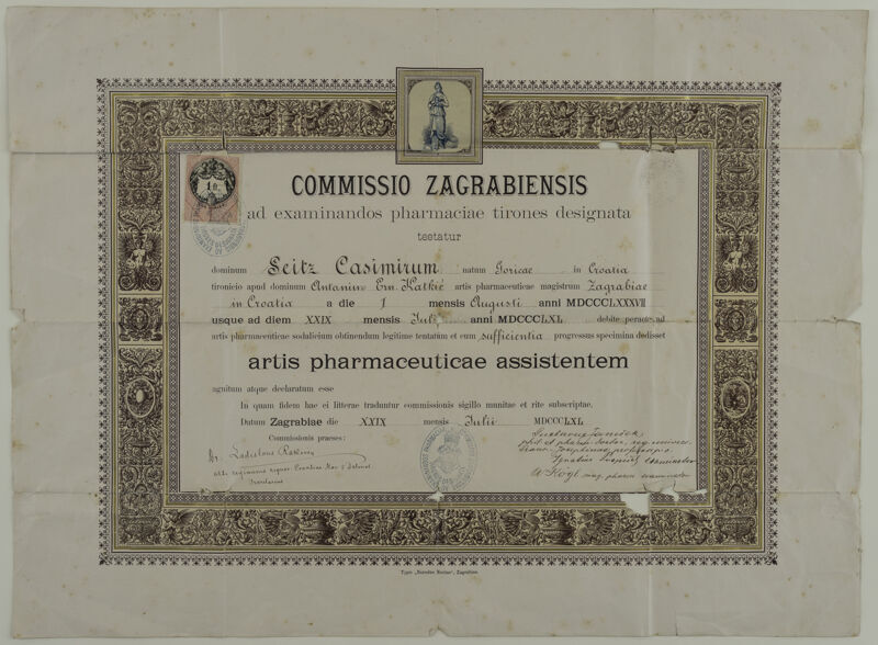 Tirocinijska diploma Kazimira Seitza