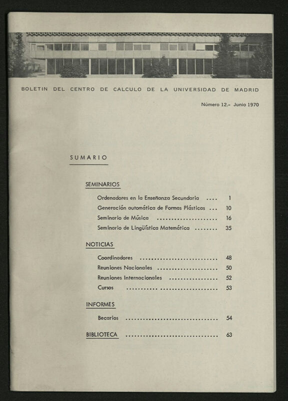 Boletin del Centro de calculo de la Universidad de Madrid br. 12(1970)