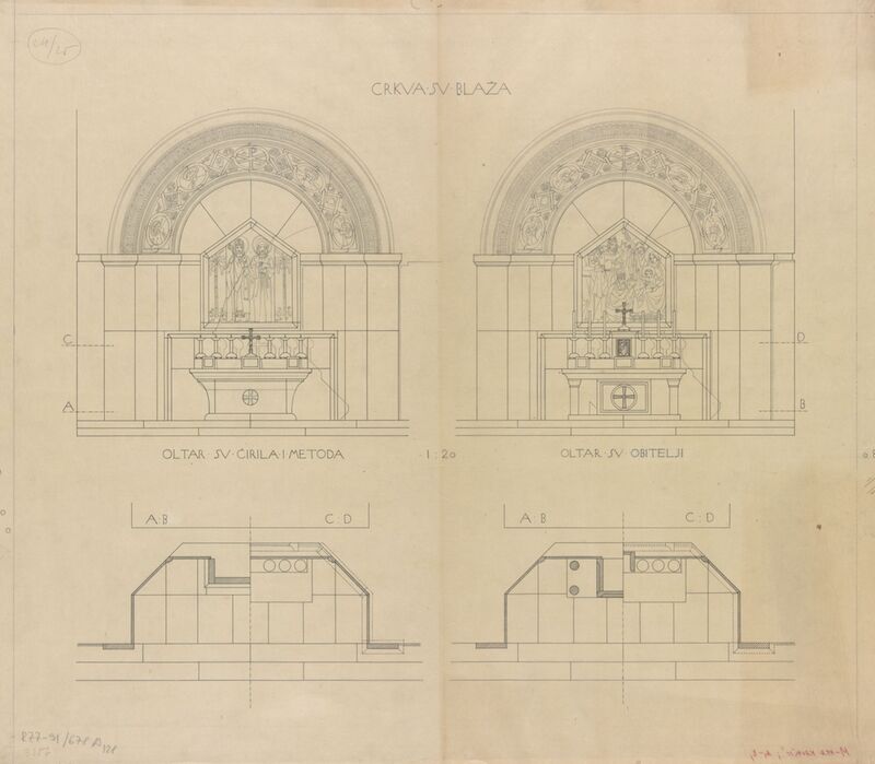 Crkva Sv. Blaža, oltar Sv. Ćirila i Sv. Metoda/oltar Sv. Obitelji/pogledi i tlocrti