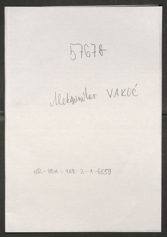 Vakoć, Aleksandar, 1.10.1922. Policijski karton