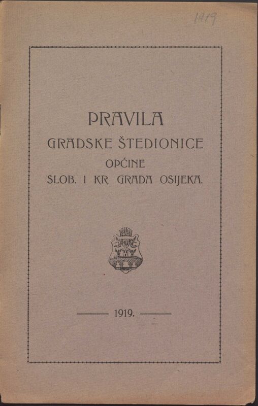 Pravila gradske štedionice općine slob. i kr. grada Osijeka