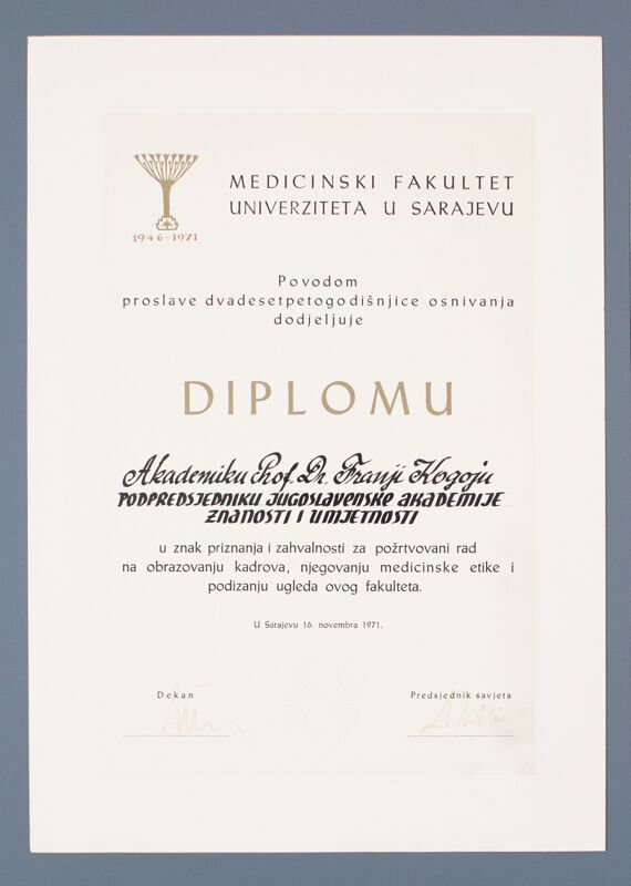 Diploma Akademiku Prof. Dr. Franji Kogoju